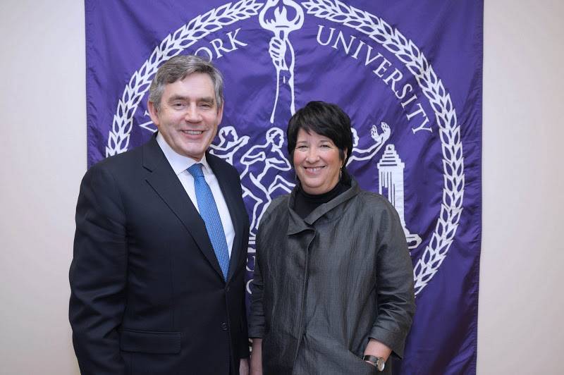 British Prime Minister Gordon Brown and Ellen Schall, Dean of NYU Wagner