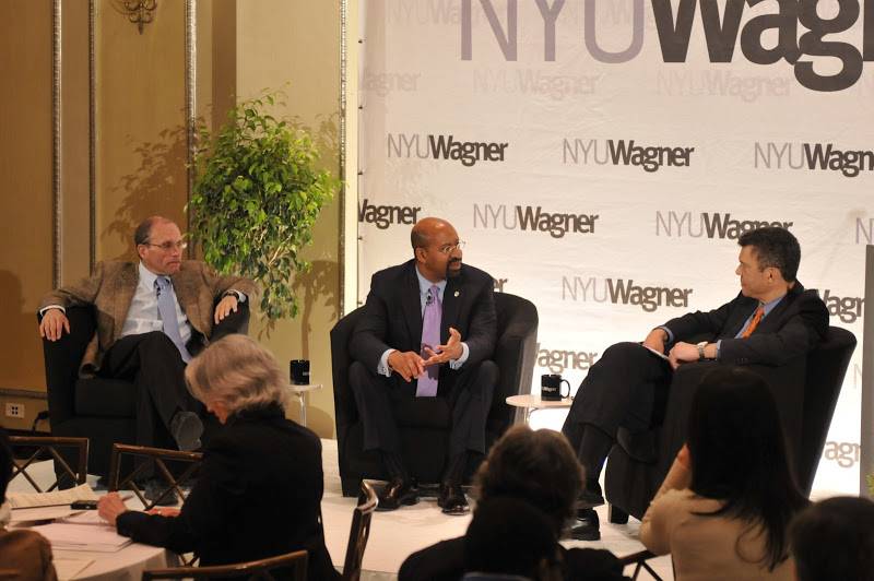 NY Times political reporter Adam Nagourney, Philadelphia Mayor Michael A. Nutter and NBC's Mark Whit