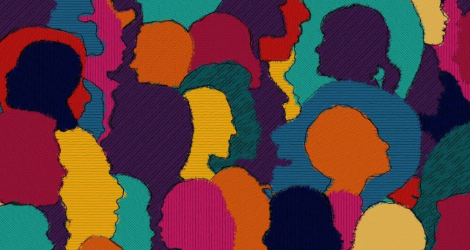 Illustration of multicolored people