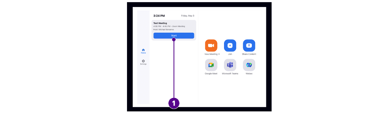 Start button on meeting visual
