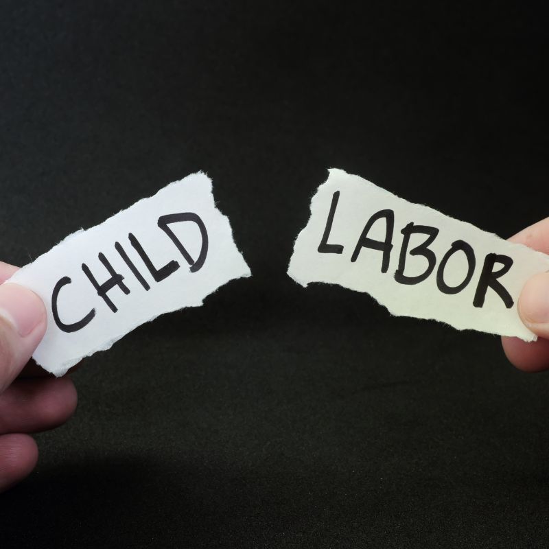 paper ripped in half that says child labor