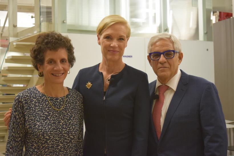Cecile Richards posing with Sherry Glied and Mitchell L. Moss 