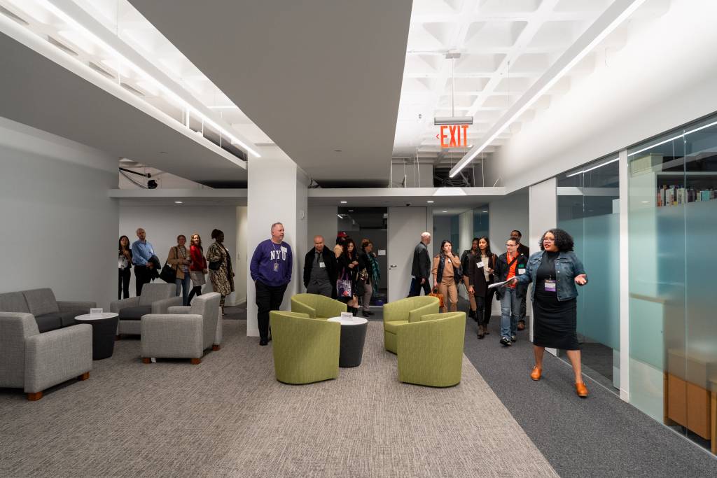 tour group in Wagner lounge space