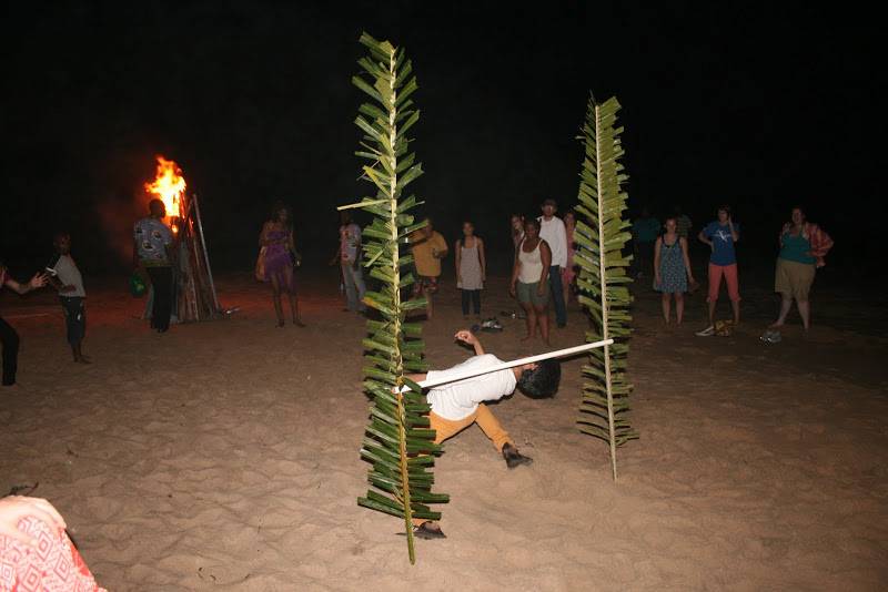 A bonfire and limbo contest at Coconut Beach in Elmina Photo by Sandra Vu