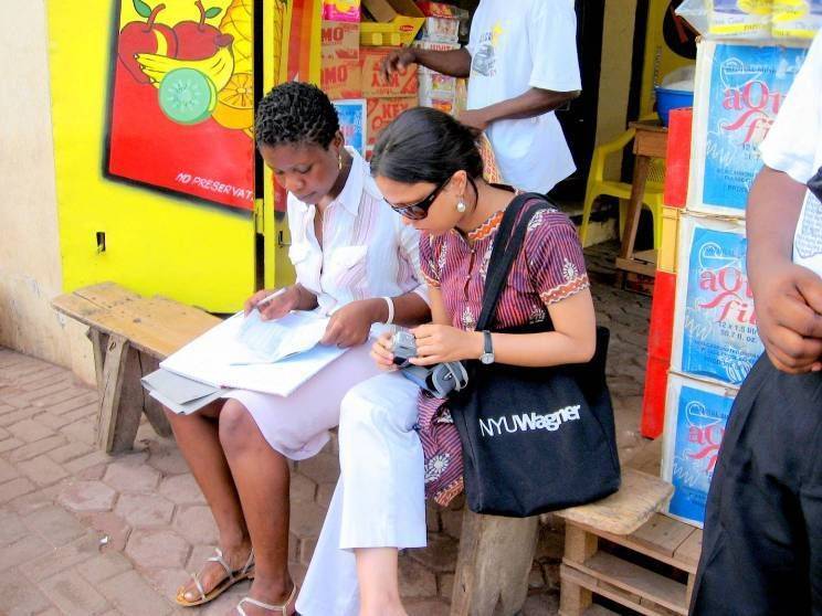 Accra, Ghana: Priyanka Gupta working with Comfort from Y-SEF, a microfinance organization based in A