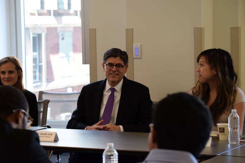 US Treasury Secretary Jacob Lew at Roundtable with other