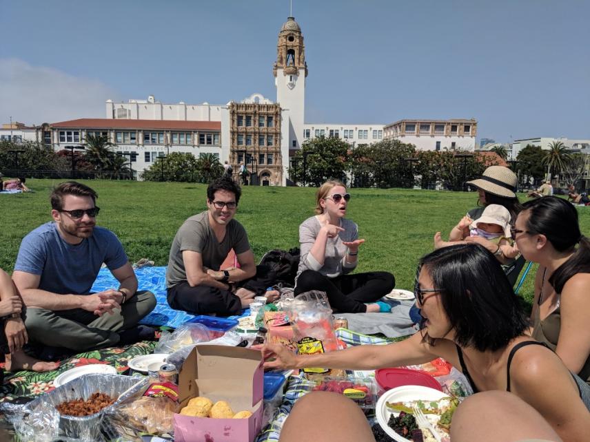 The Bay Area Alumni Network gather in Mission Dolores Park in San Francisco for their annual Wagner Summer Picnic.