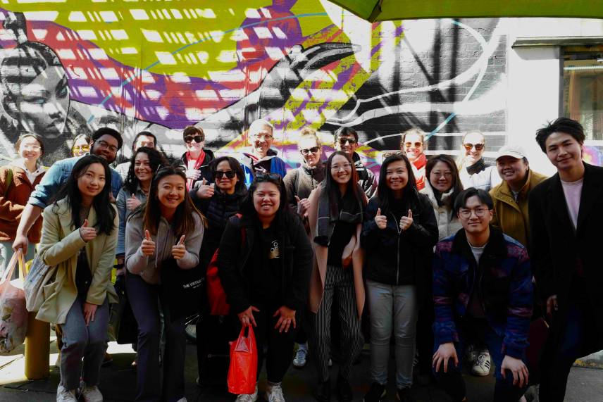 NYU Wagner Group Photo at Doyers St. Mural