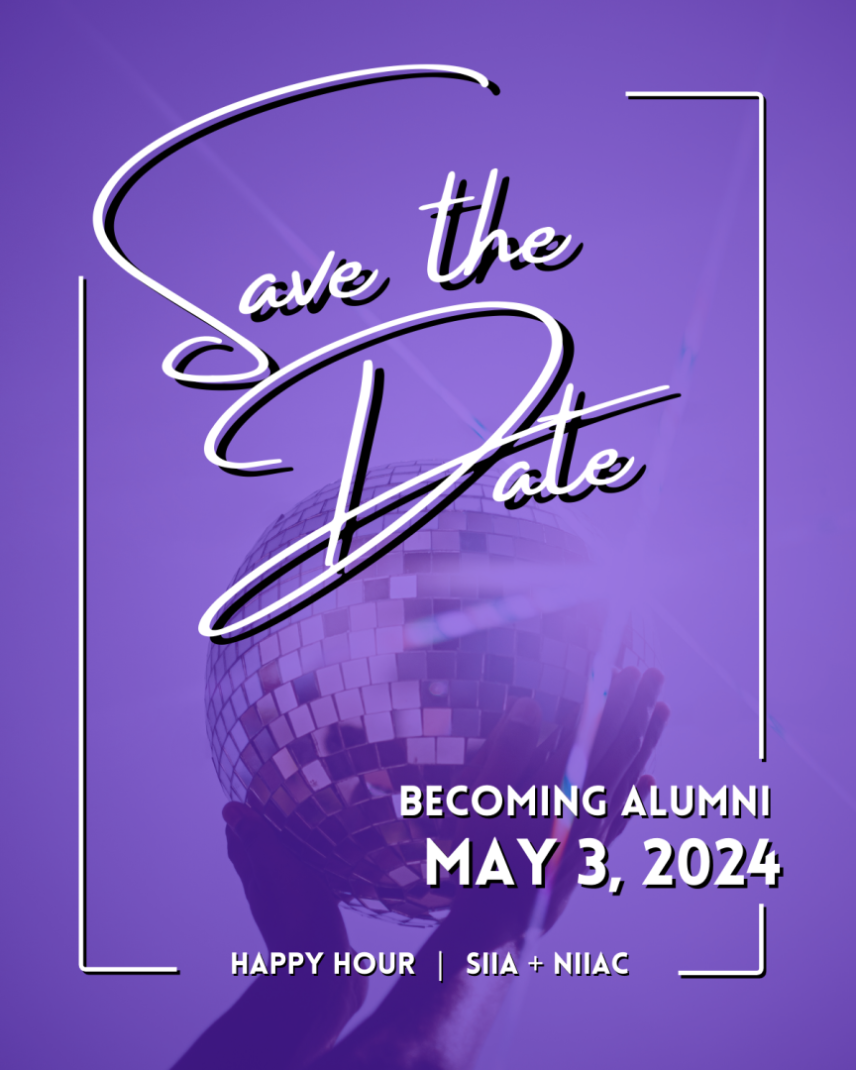 "Becoming Alumni" Happy Hour Save the Date 