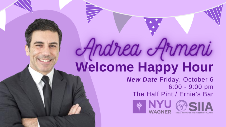 Our event graphic features a picture of Andrea Armeni with party flags / pennants above his head. The rest of the information in the graphic can be found within the event information listed here.