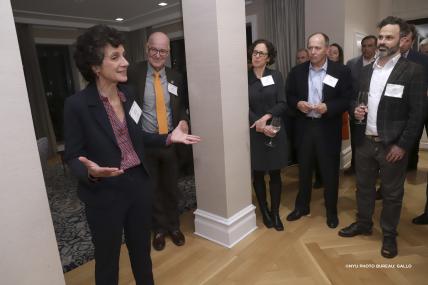 NYU Wagner Dean Sherry Glied addressing reception attendees