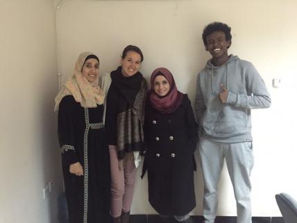 Justine with her Arabic teachers and a fellow student in Amman, Jordan during her Boren Fellowship (2016)