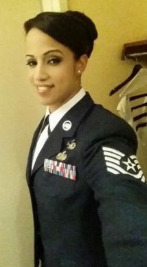 Lisibeth posing in Air Force uniform. 