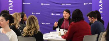 group of students around a table