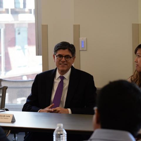 US Treasury Secretary Jacob Lew at Roundtable with other