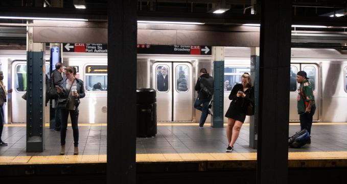 Women on NYC Subway platform